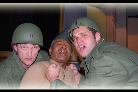 T J Toups as Captain Wilcox, Harold X Evans as Sgt. Waters & Matthew Madden as Lt. Byrd in A Soldier's Play